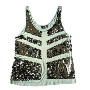 Y2K Rock & Republic Sequin Top Women L 12 14 Cowgirl Rodeo Tank Sleeveless Party